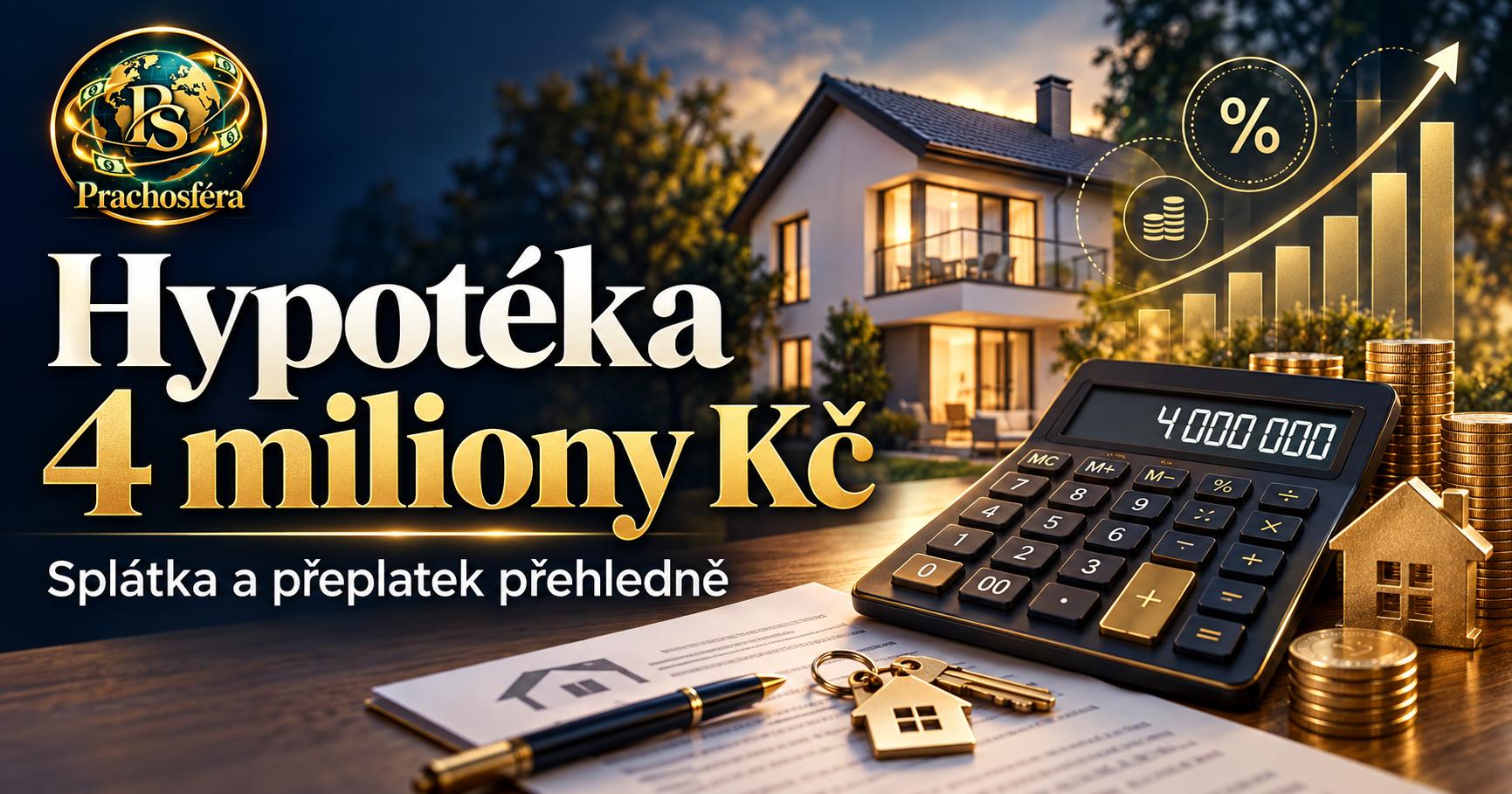 Kolik budu platit za hypotéku 4 miliony Kč? Výpočet splátky a přeplatku